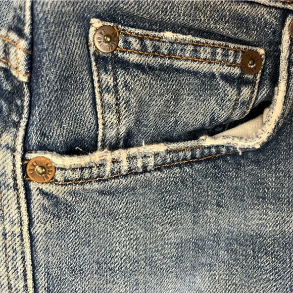 AGOLDE Pinch Waist High Rise Kick Jeans Womens Size 27 Raw Hem Ankle Crop Denim - Picture 13 of 16